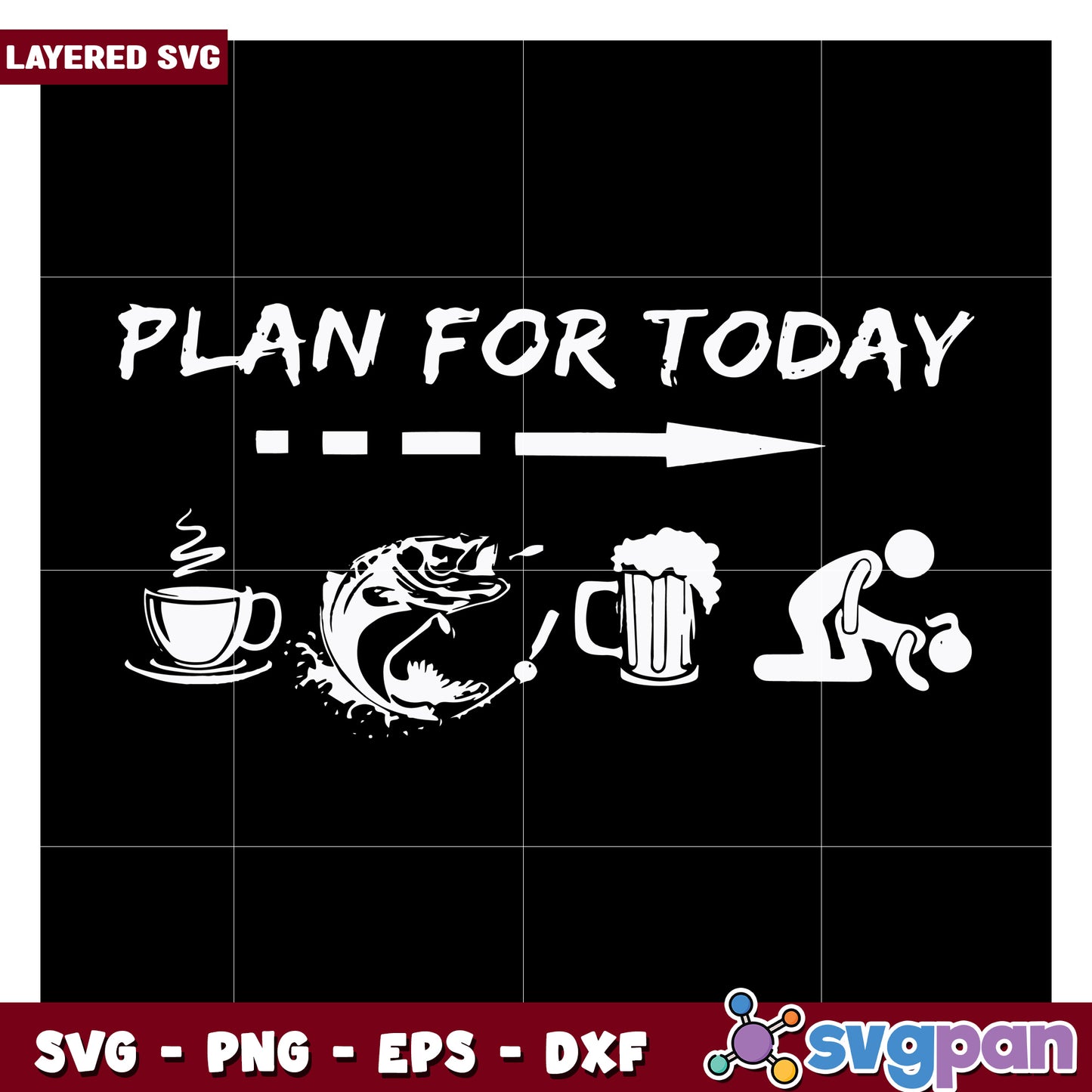 Plan for Today SVG Design, Features Coffee Fish and Beer Icons