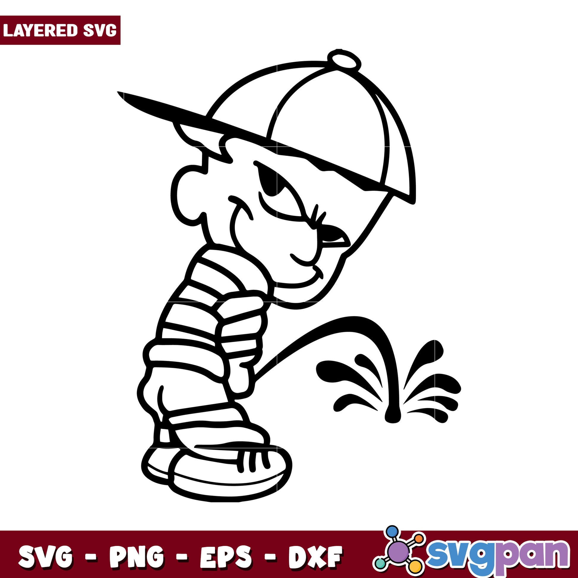 Playful Kid Peeing SVG Design, Fun Cartoon Layered Digital Art