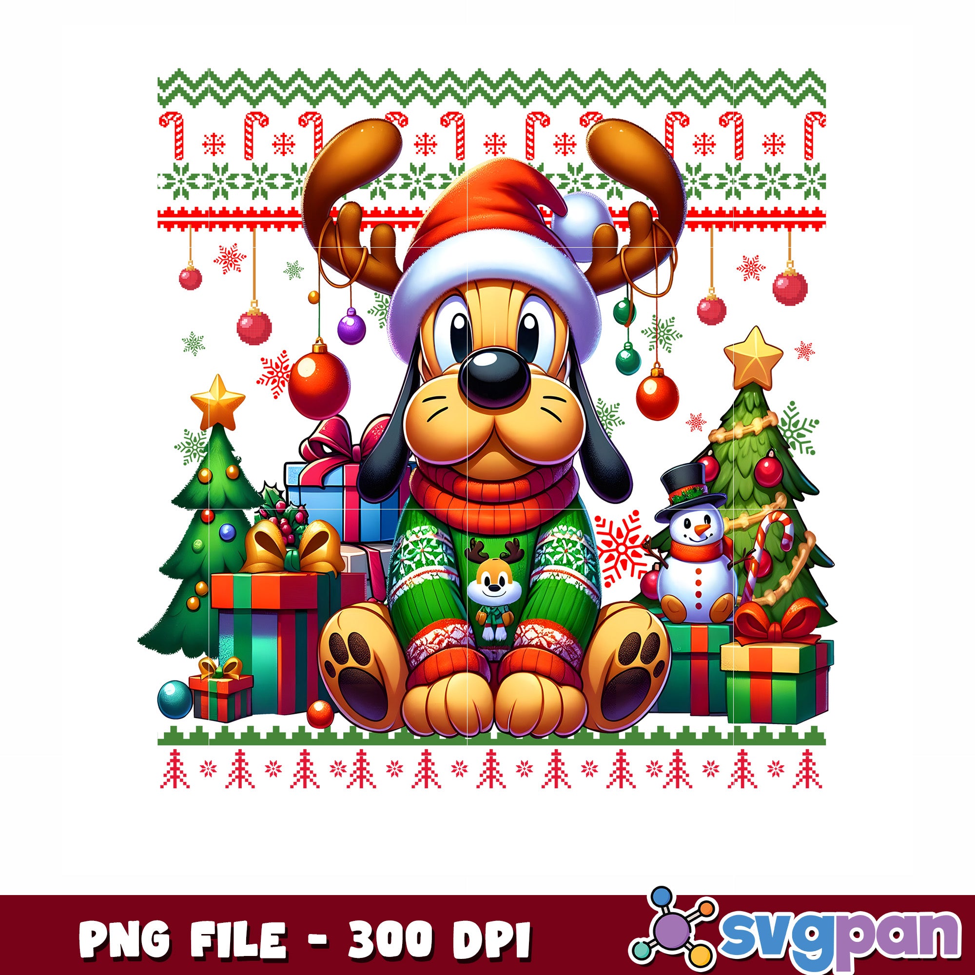 Pluto christmas png, christmas gifts png, cute pluto png – svgpan