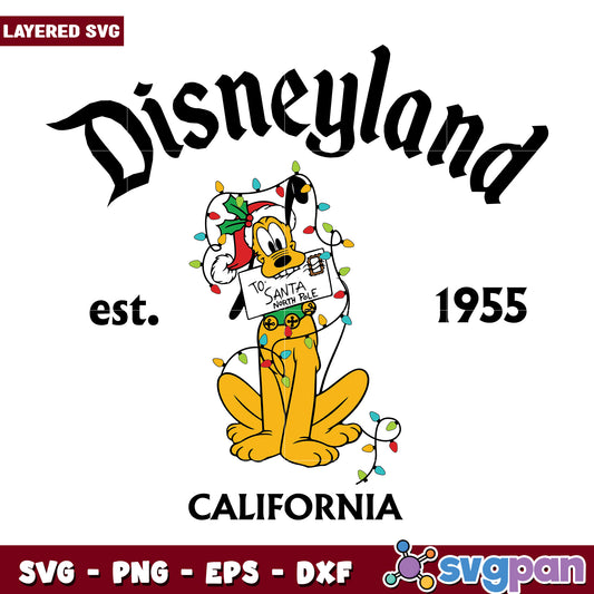 Pluto disneyland svg, disney characters svg, christmas logo svg