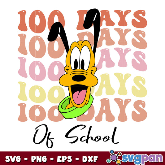 Pluto dog 100 day of school head svg