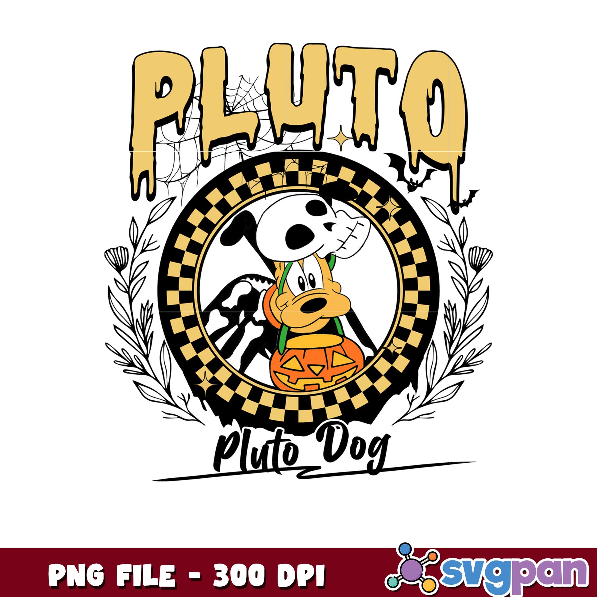 Pluto halloween design png, halloween vacation png, disneyland halloween png