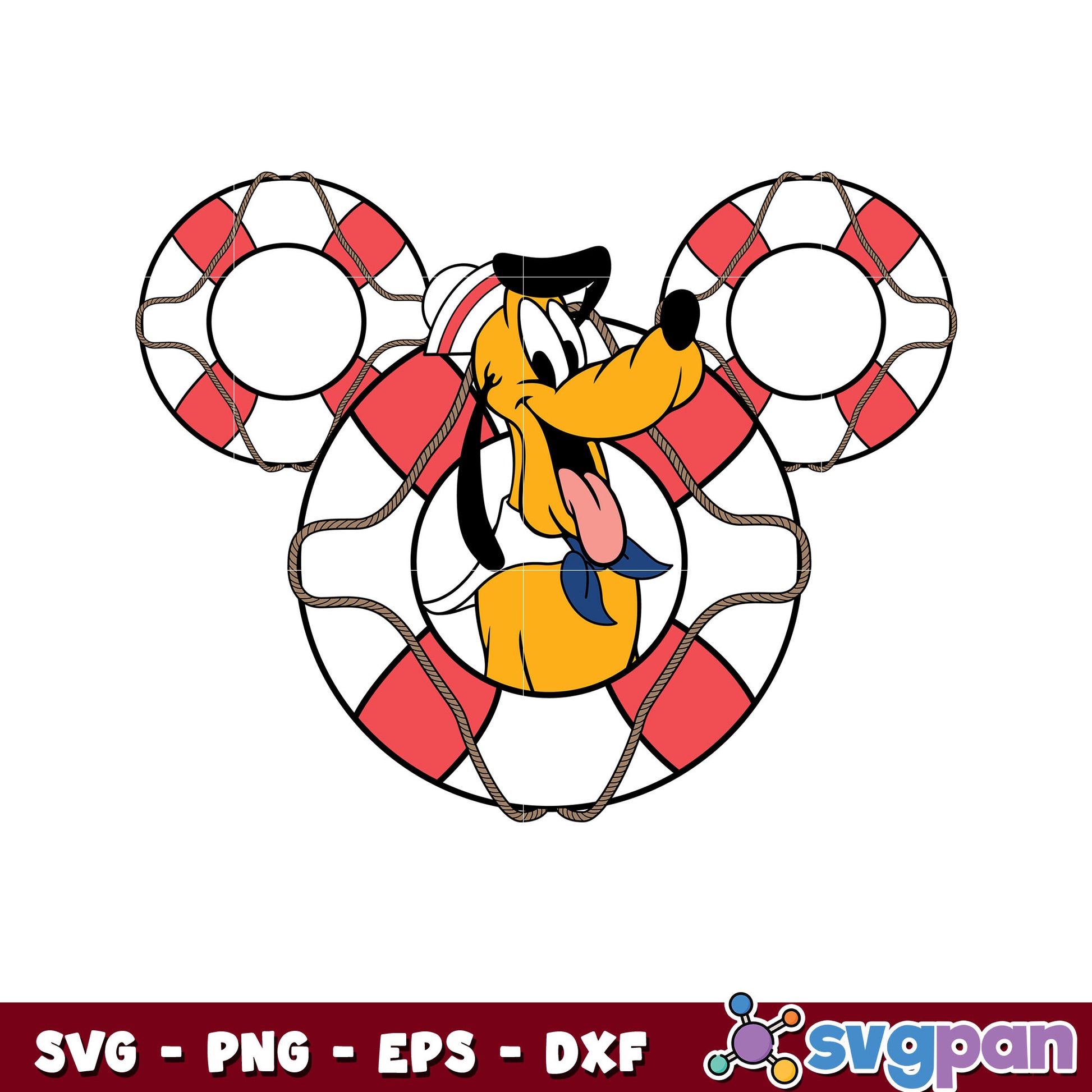 Pluto lifebuoy swimming design svg, pluto mickey mouse​ svg