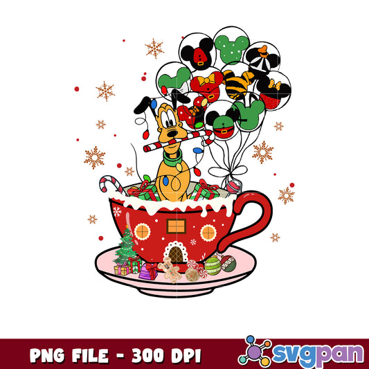 Pluto tea christmas png, chistmas clipart png, cartoon png