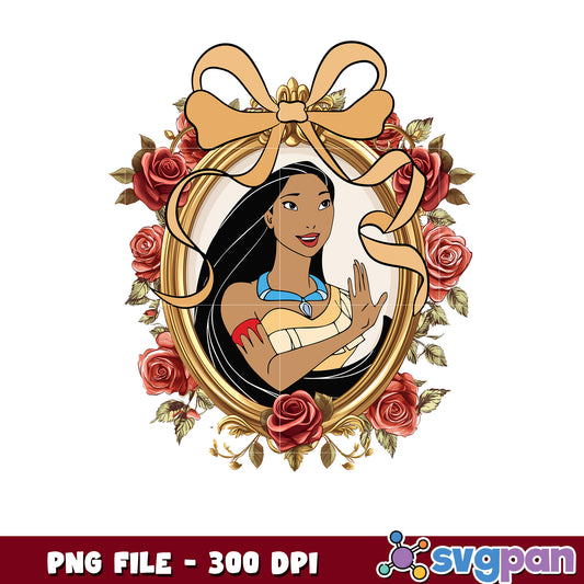 Pocahontas PNG Rose Frame Portrait