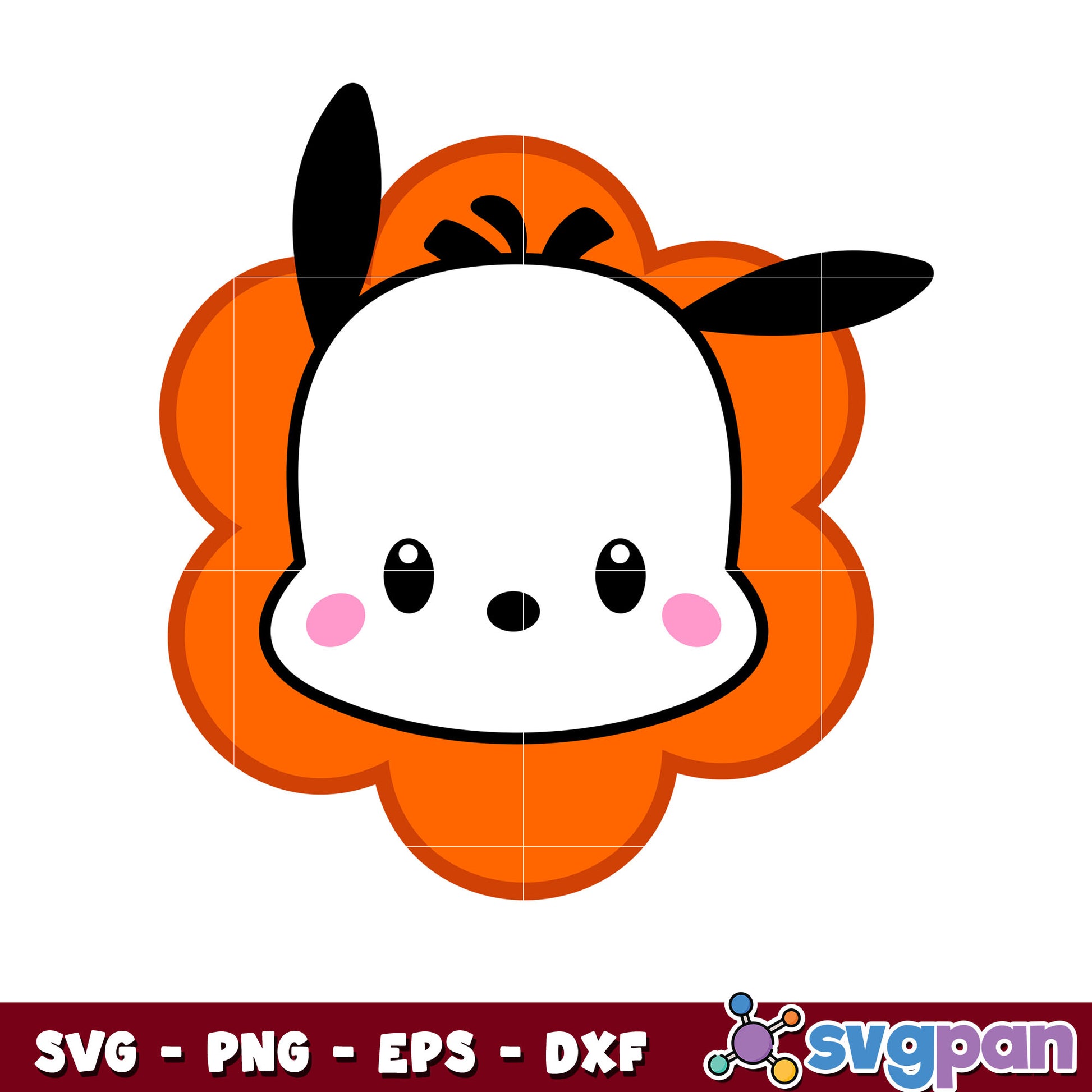 Pochacco face flower svg, pochacco cartoon​ svg, sanrio svg