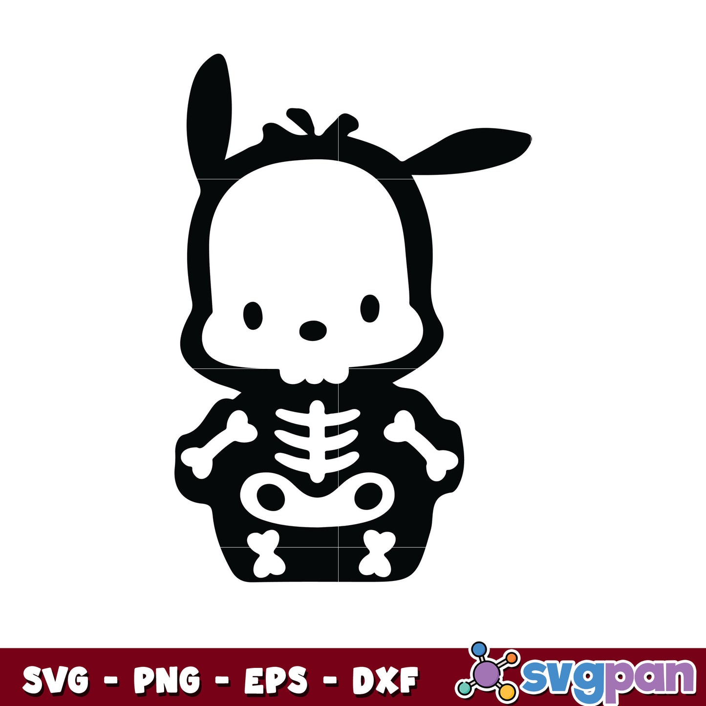 Pochacco skeleton halloween svg, pochacco svg, halloween hello kitty svg