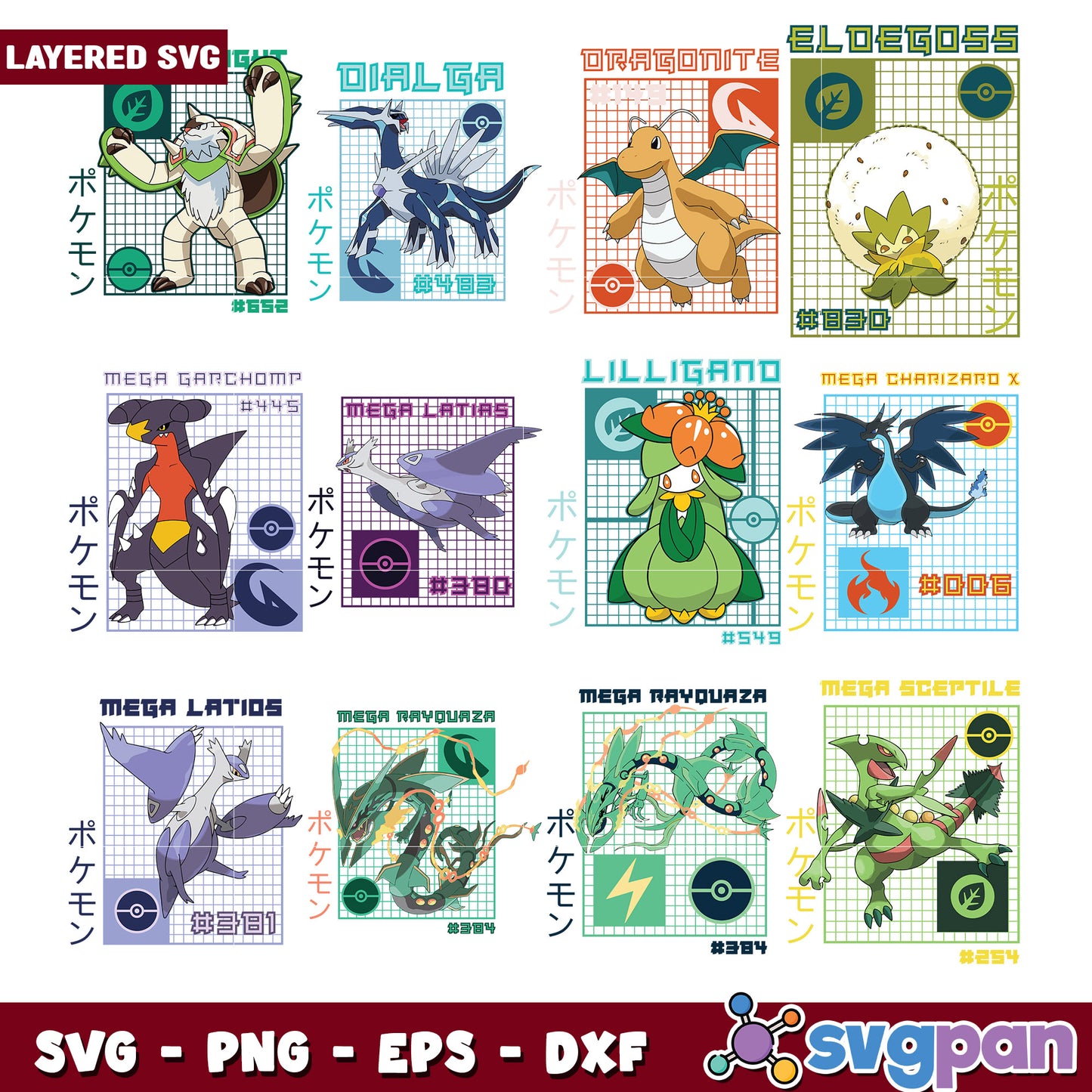 Pokemon SVG Bundle Layered Designs for Crafting