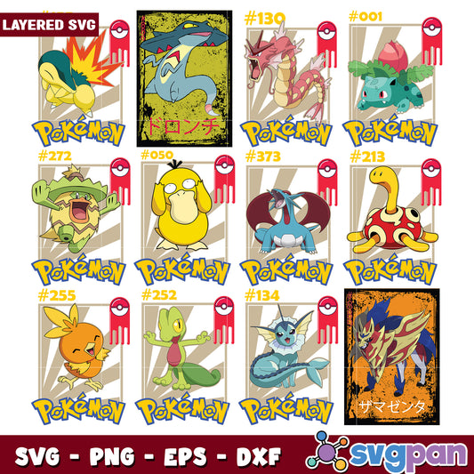 Pokémon SVG Bundle Layered Designs for Crafts