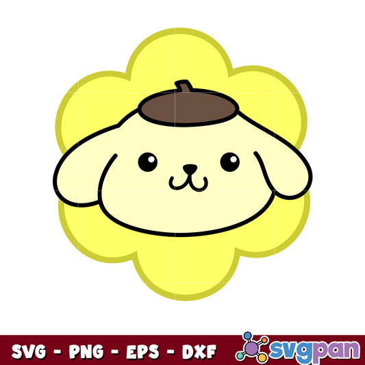 Pompompurin face flower svg, sanrio hello kitty svg, sanrio cartoon svg