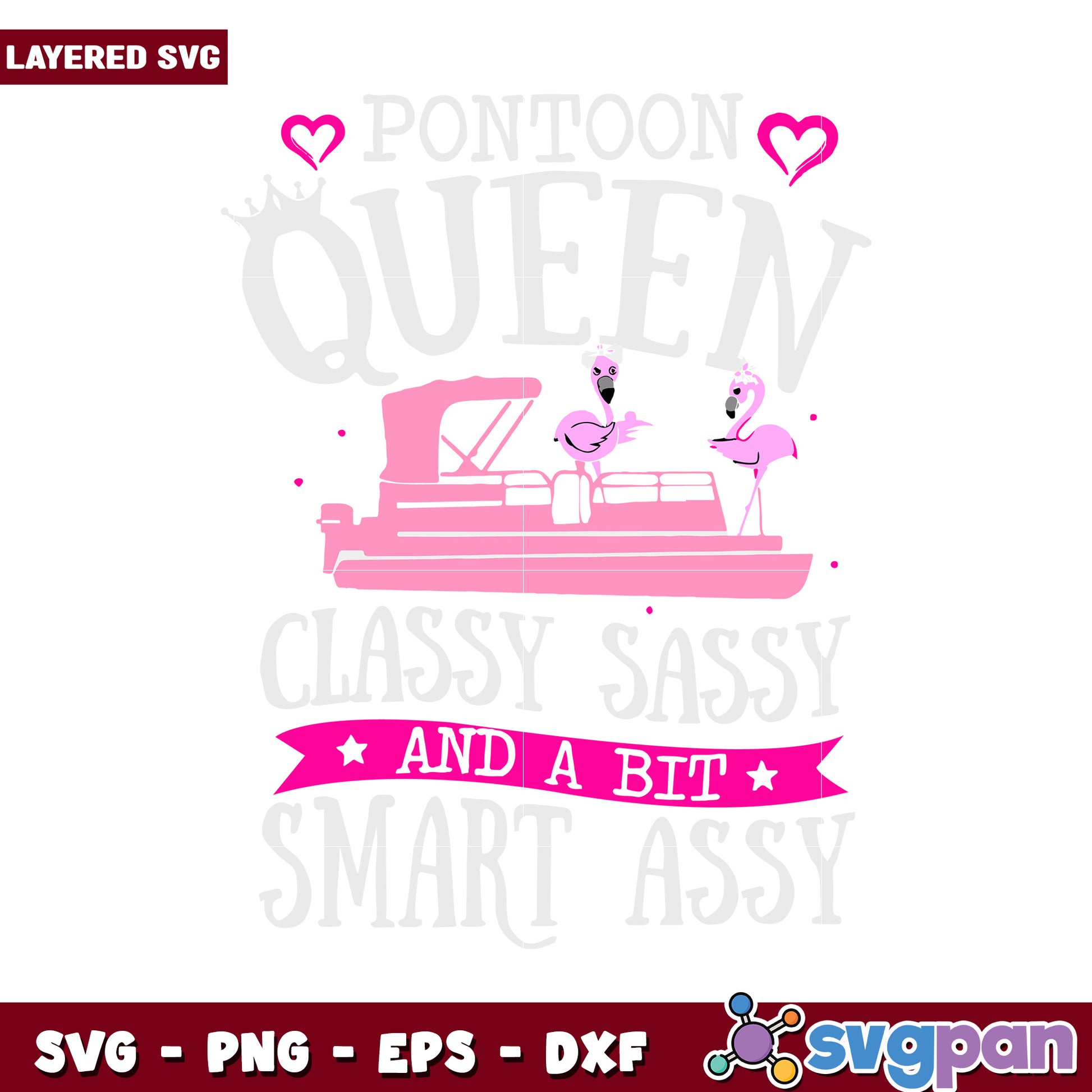 Pontoon Queen SVG design for classy and sassy boat lovers