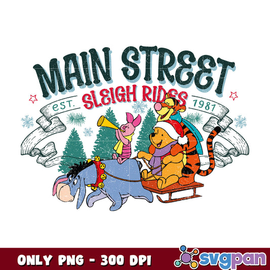 Pooh Main Street Sleigh Rides christmas png