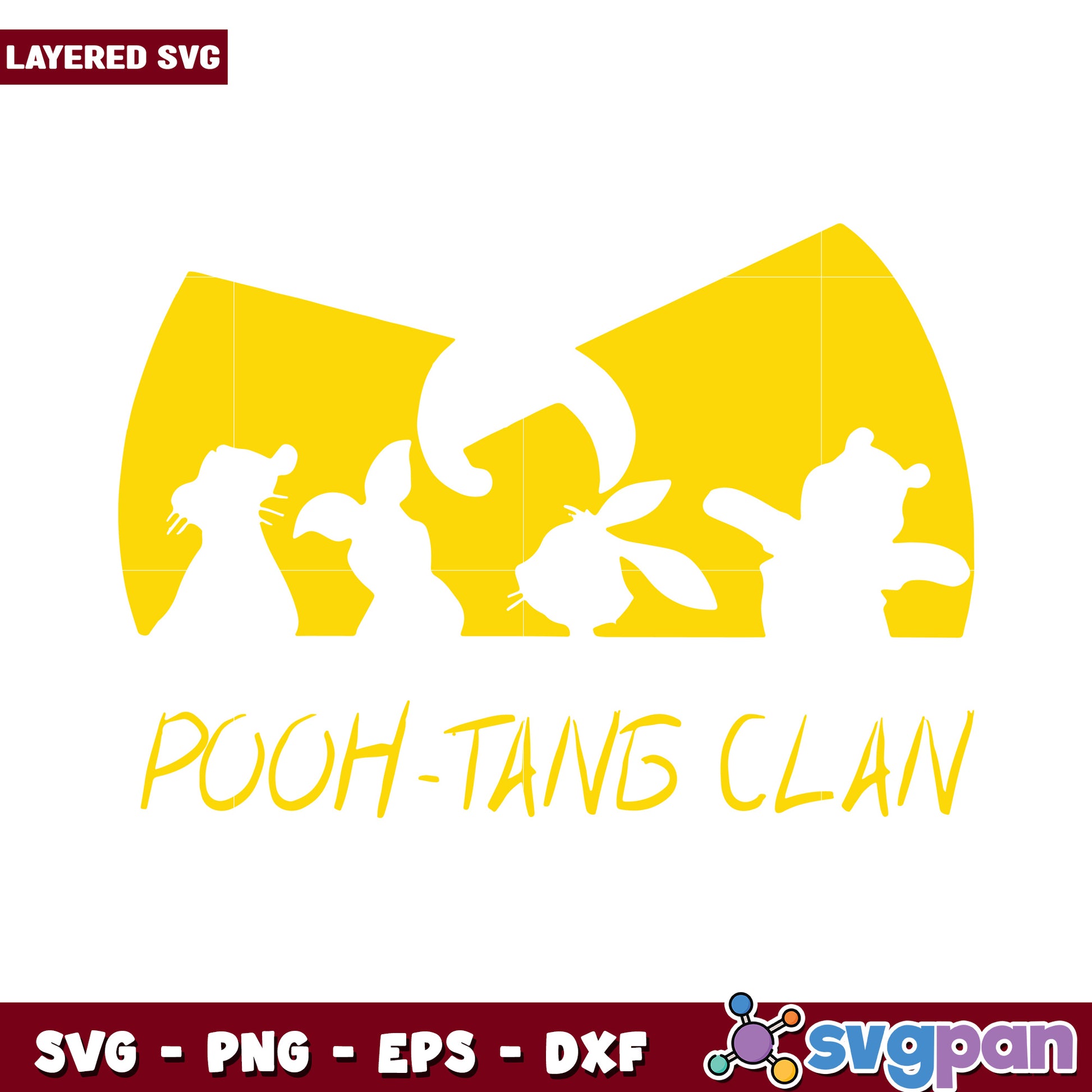 Pooh Tang Clan SVG Design for Crafters, Fun Layered Artwork File