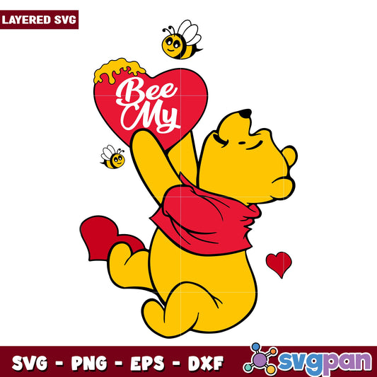 Pooh bee my love svg, Winnie the pooh character svg, Digital Download