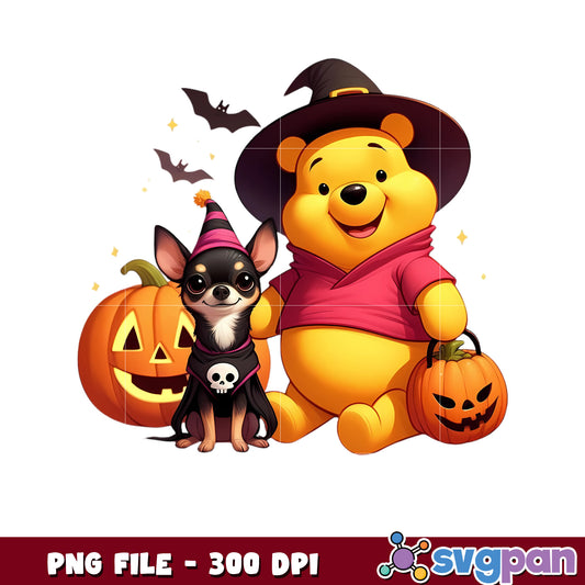 Pooh and chihuahua png, halloween winnie the pooh png, halloween costumes png