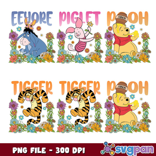 Pooh and friends design png bundle