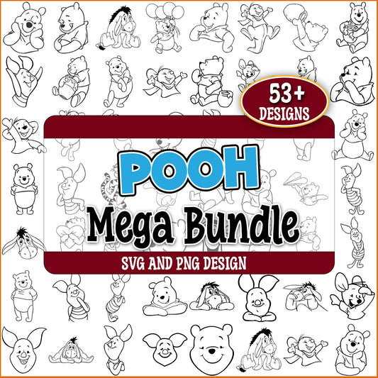 Pooh and friends sketch svg bundle