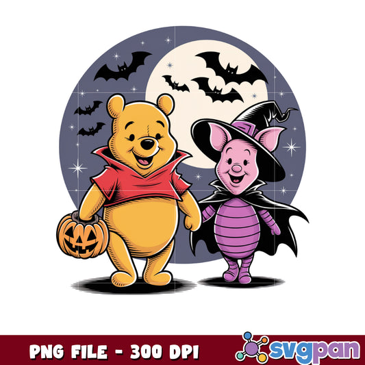 Pooh and piglet png, halloween decorations png, halloween era png