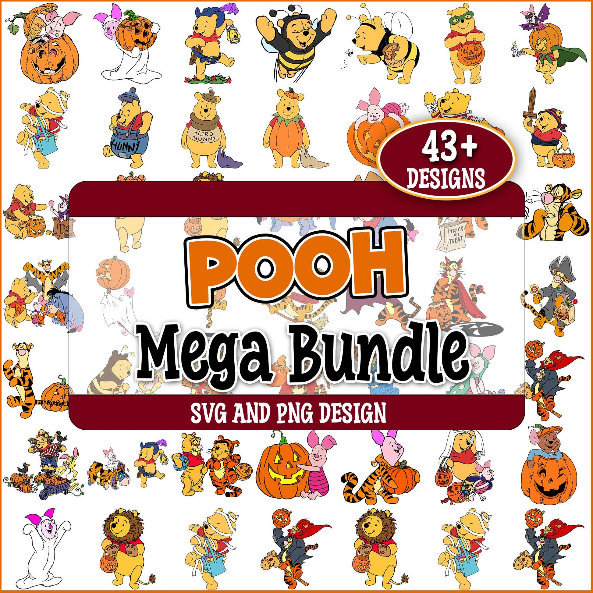 Pooh bear in halloween svg bundle