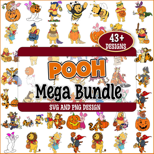 Pooh bear in halloween svg bundle