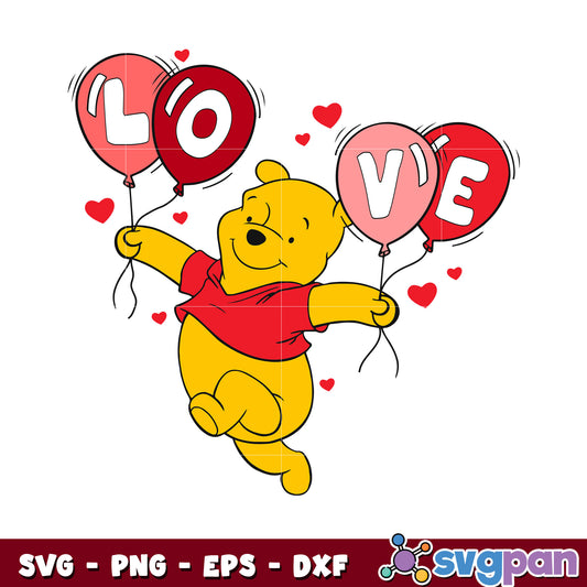Pooh bear love valentine svg, pooh valentine​ svg, winnie the pooh valentine​ svg