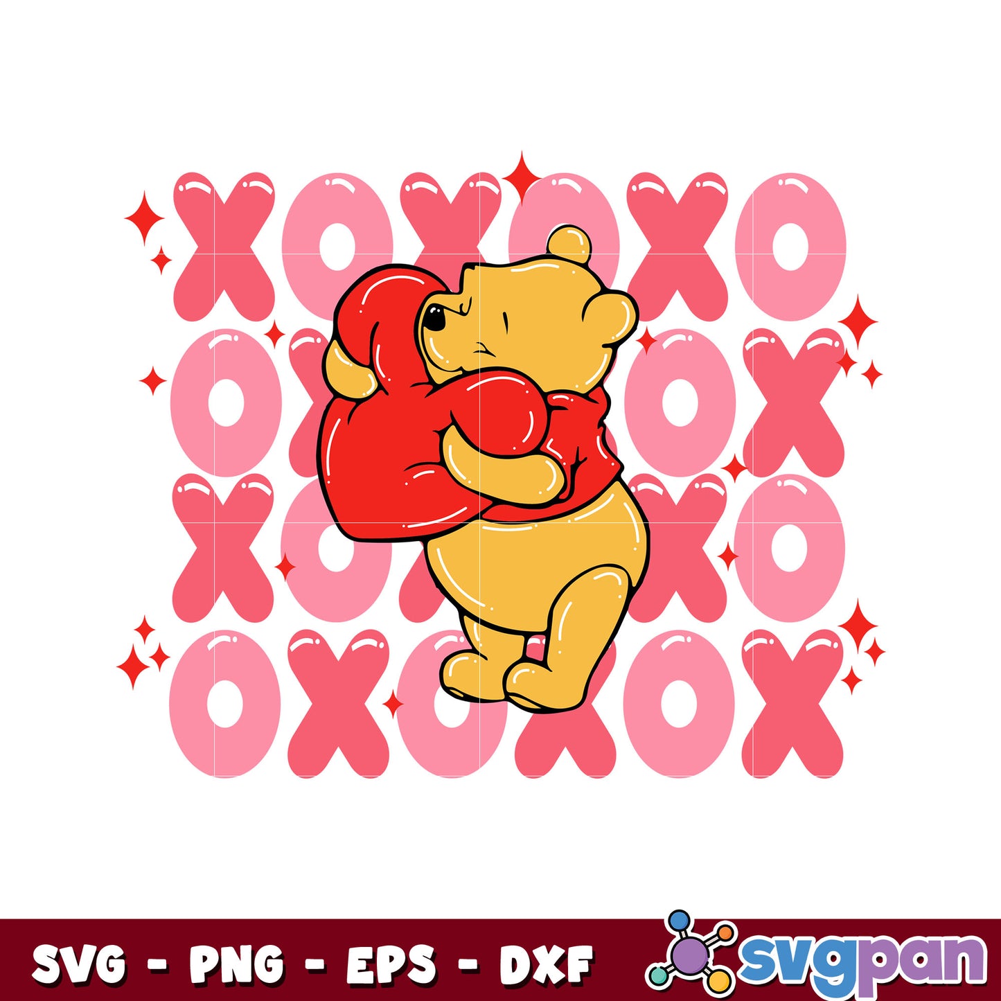 Pooh bear valentine xoxo svg, valentine xoxo svg, pooh valentine svg