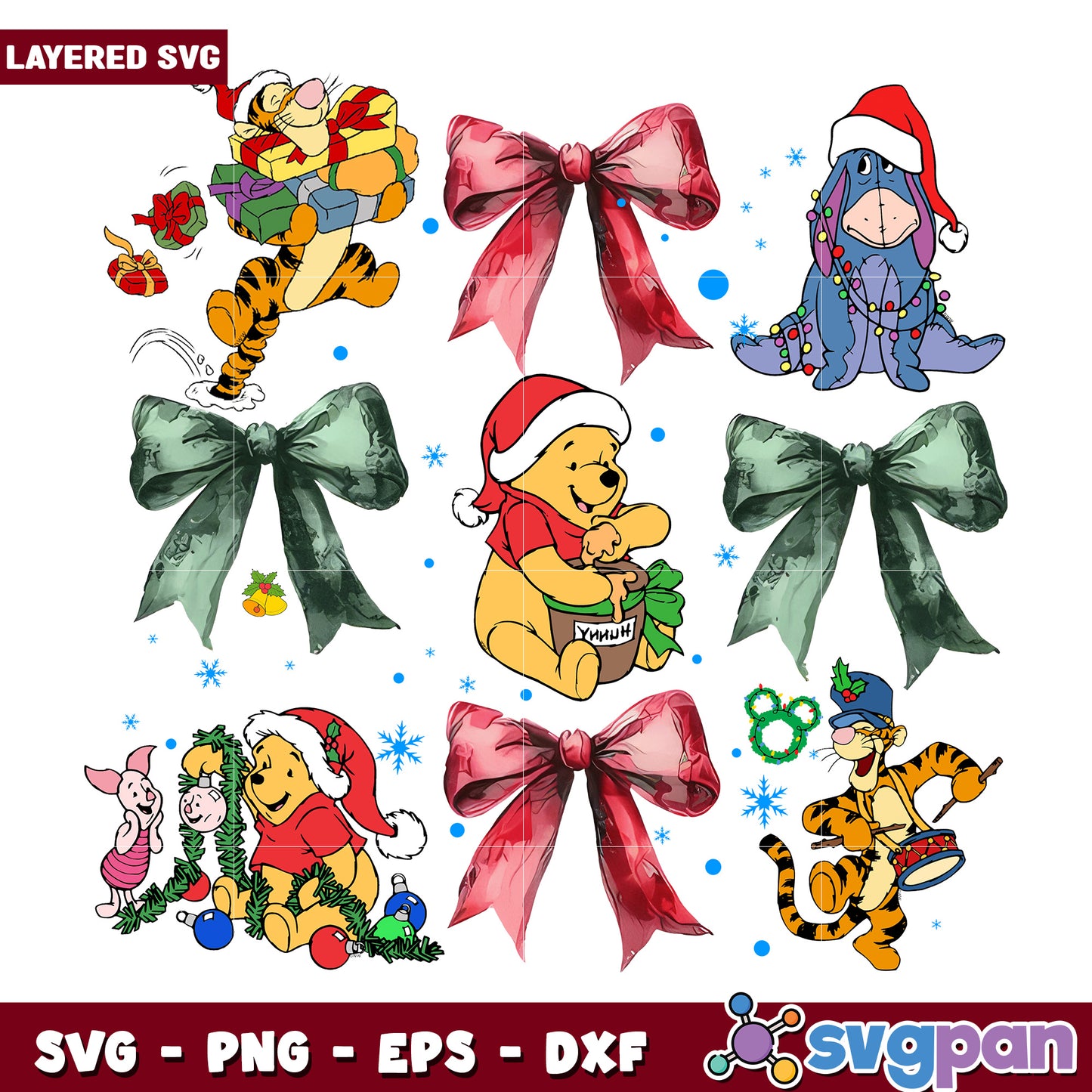 Pooh christmas design svg, disney characters svg, christmas logo svg