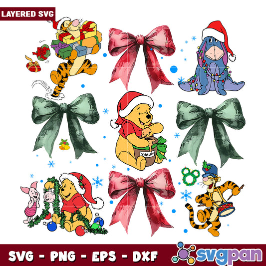 Pooh christmas design svg, disney characters svg, christmas logo svg