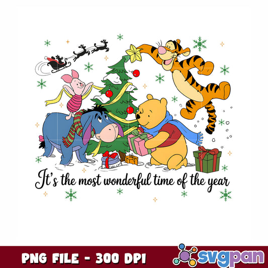 Pooh christmas png, christmnas png, christmas clipart png