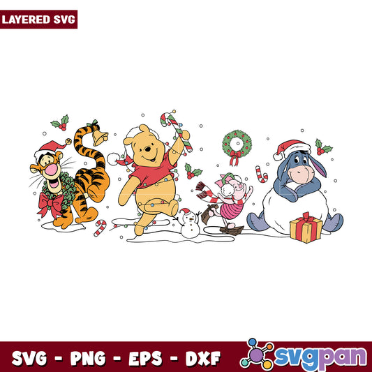 Pooh christmas svg, disney characters svg, christmas logo svg