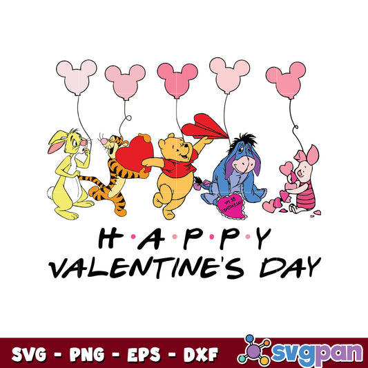 Pooh friends happy valentines day svg, winnie the pooh svg, pooh valentine​ svg