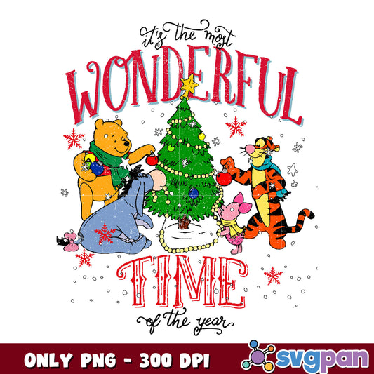 Pooh friends merry christmas png