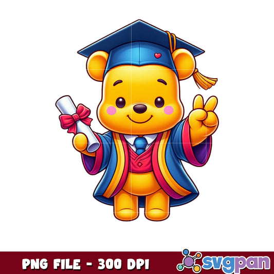 Pooh graduation say hi png, winnie-the-pooh png, graduating png