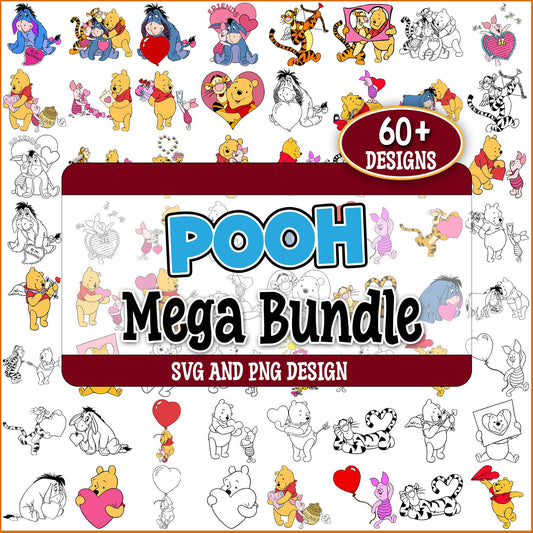 Pooh in love svg bundle