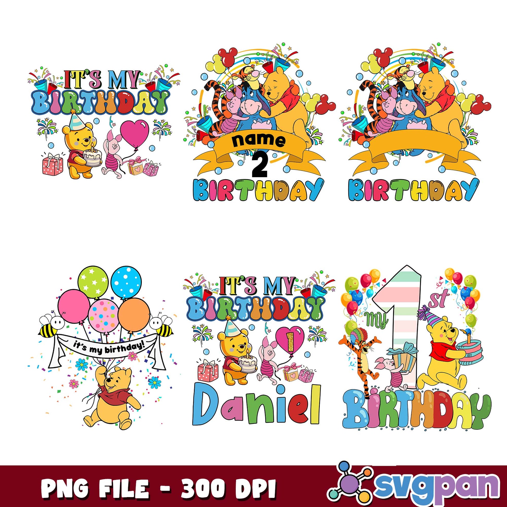 Pooh its my birthday png bundle