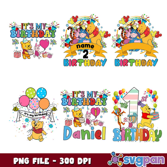 Pooh its my birthday png bundle
