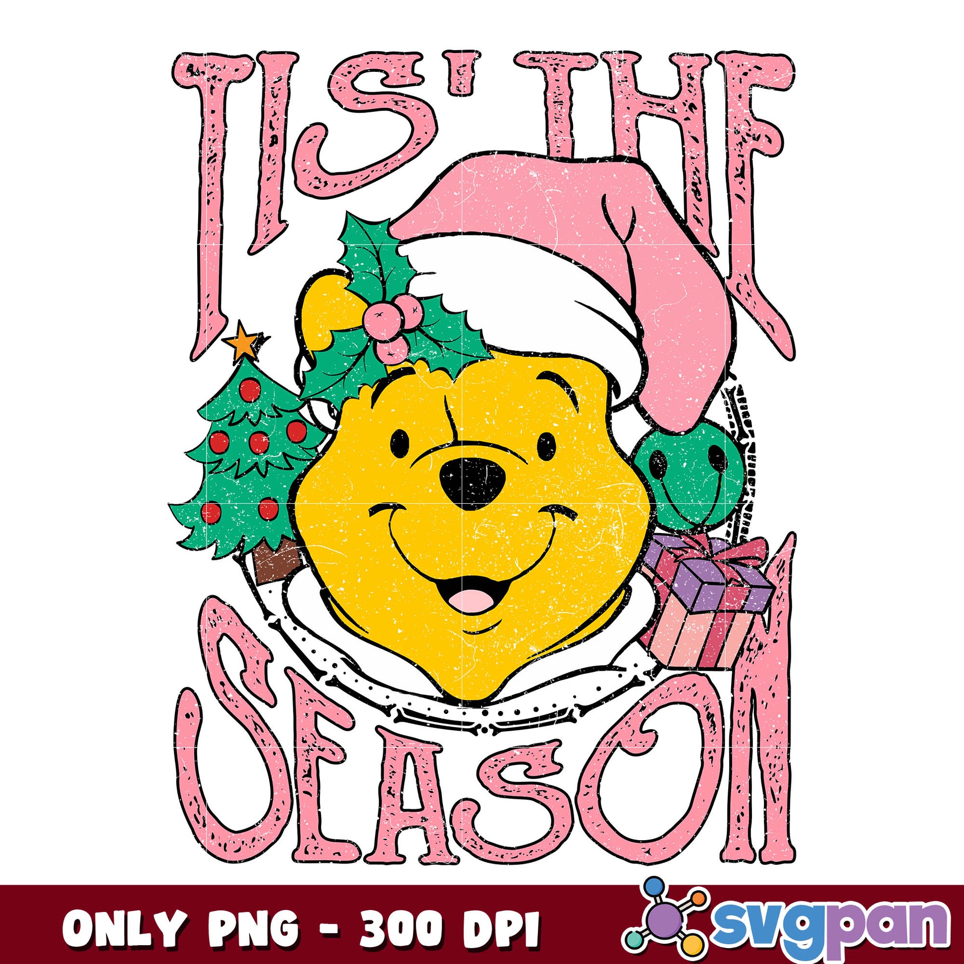 Pooh tis the season christmas png