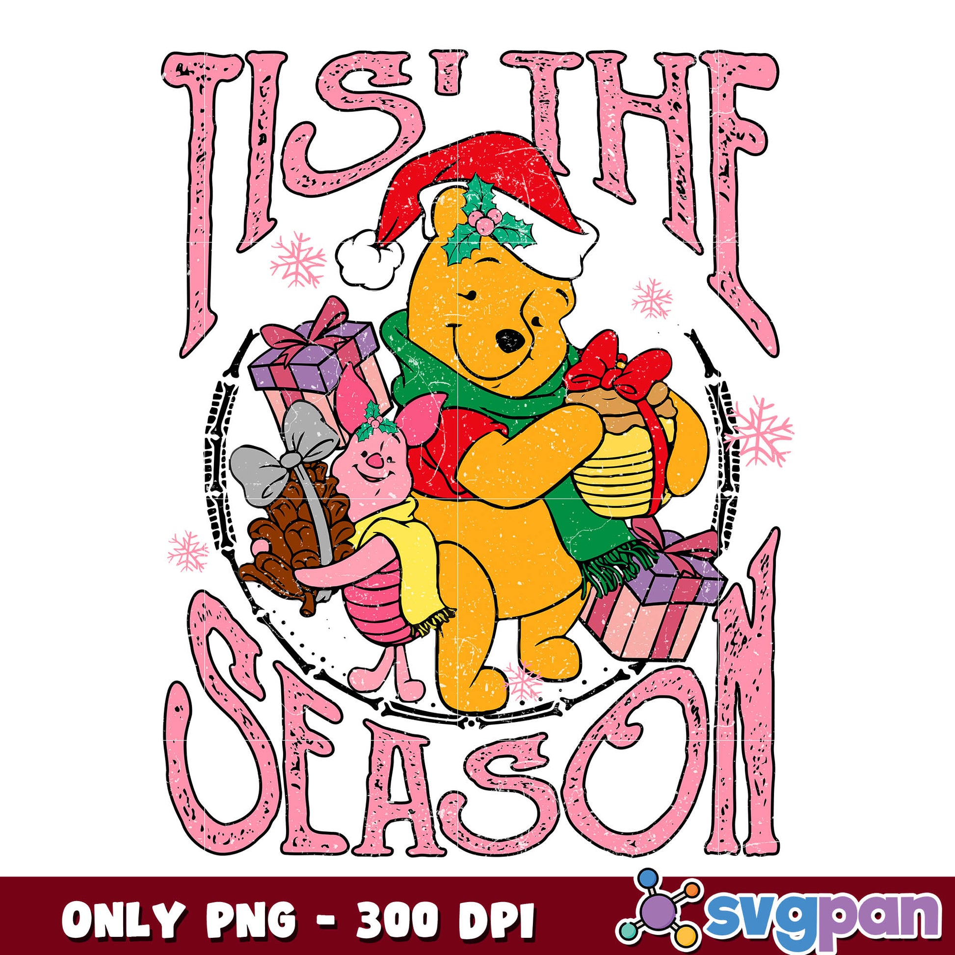 Pooh tis the season christmas png