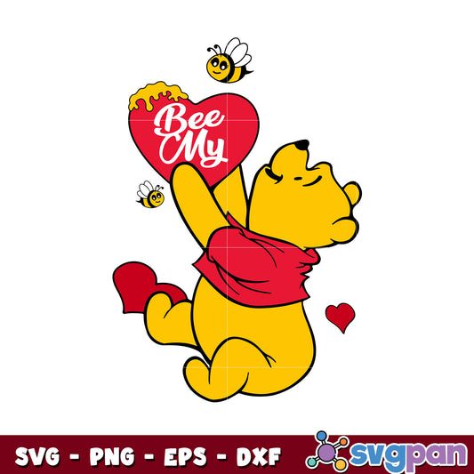 Pooh valentine be mine svg, pooh valentine​ svg, winnie the pooh valentine​ svg