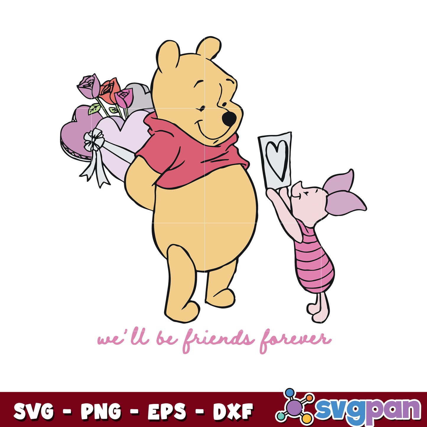 Pooh we will be friends forever svg, winnie the pooh svg, pooh valentine​ svg