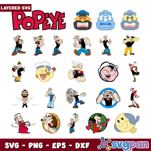 Popeye SVG Bundle Layered Designs