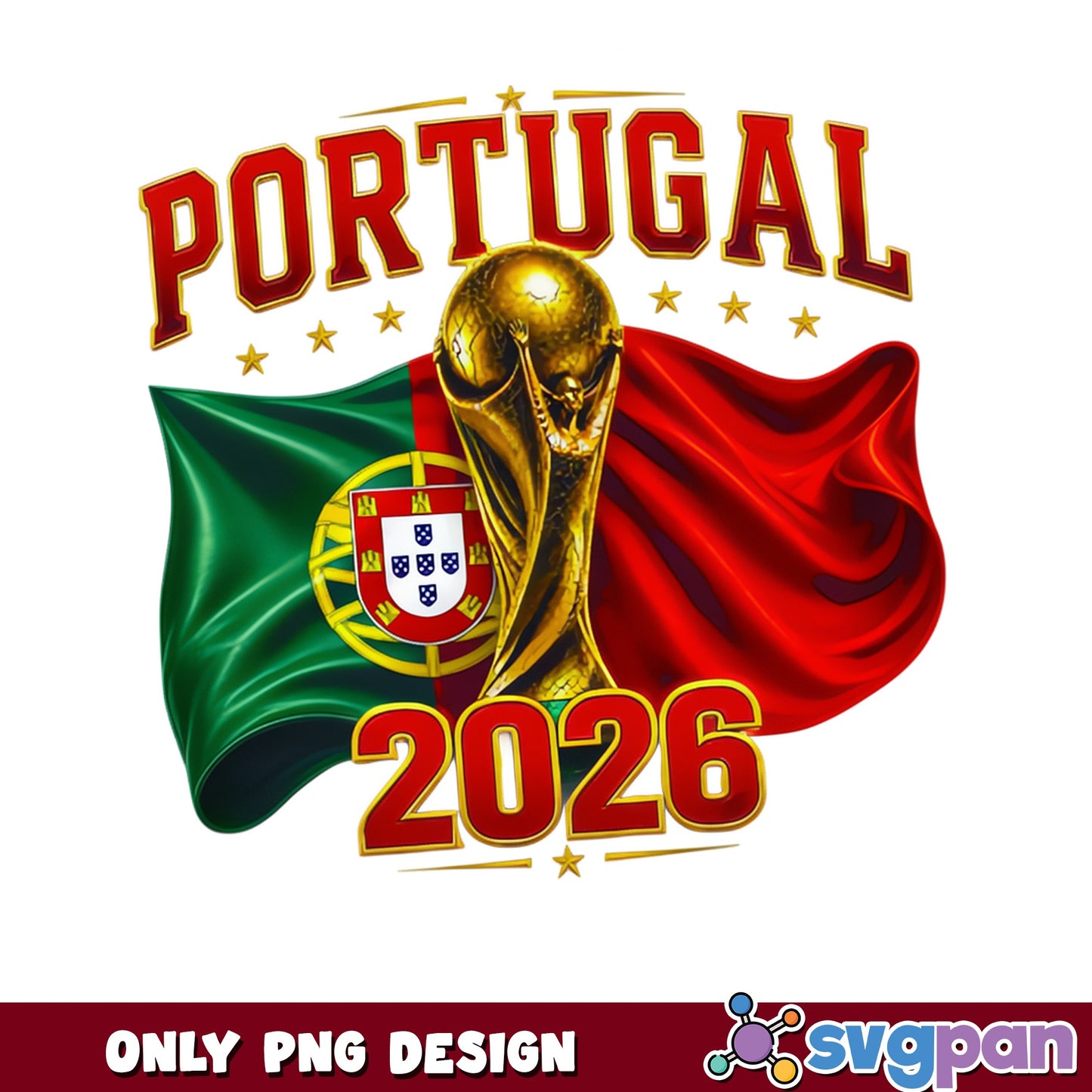Portugal 2026 World Cup PNG, Soccer Trophy Flag, Football PNG