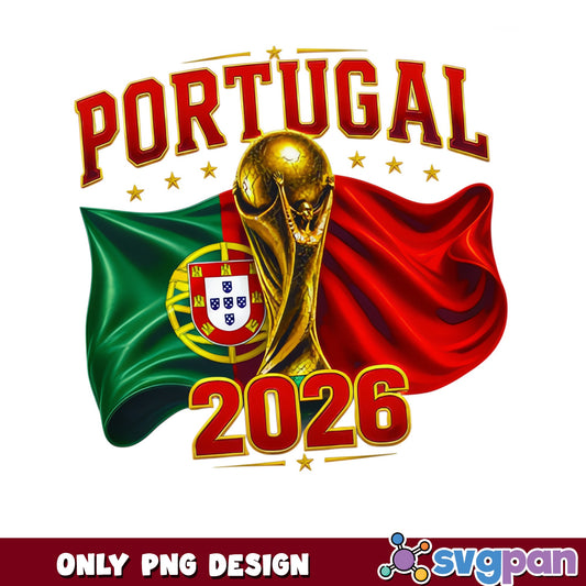 Portugal 2026 World Cup PNG, Soccer Trophy Flag, Football PNG