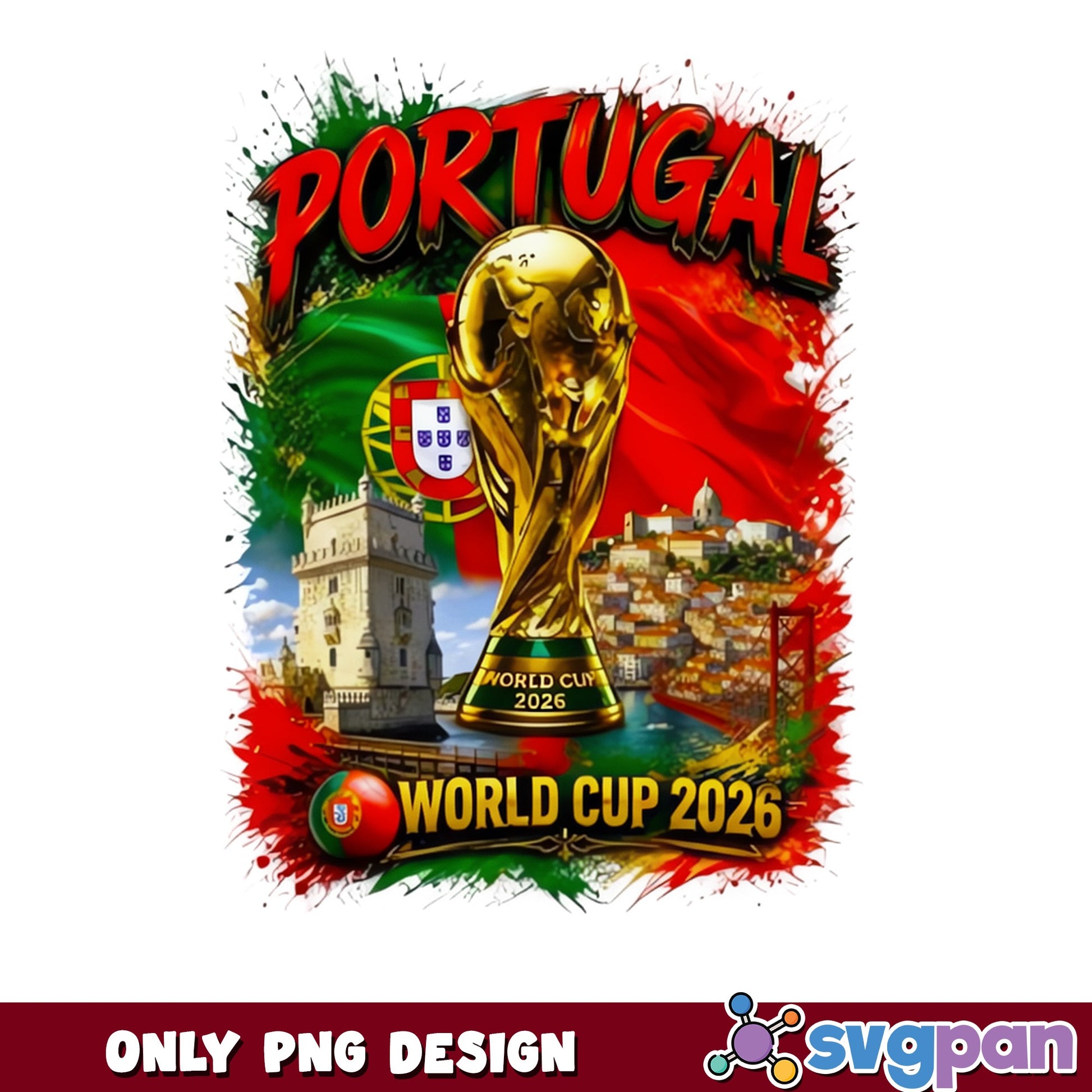 Portugal World Cup 2026 PNG, Soccer Trophy Design PNG, Football Fan PNG