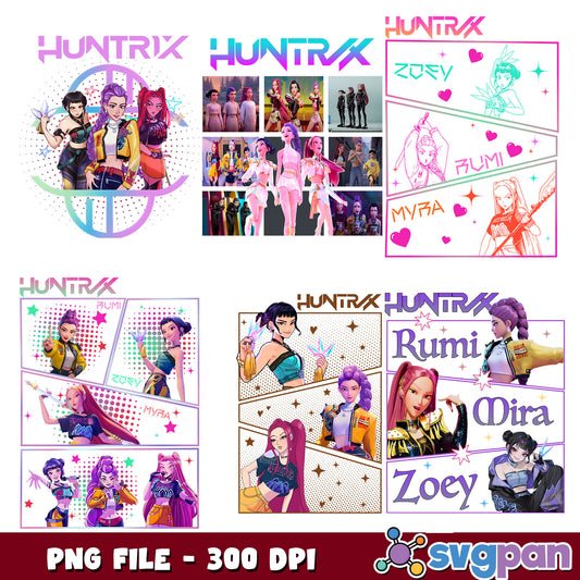 Poster huntrix girl png bundle