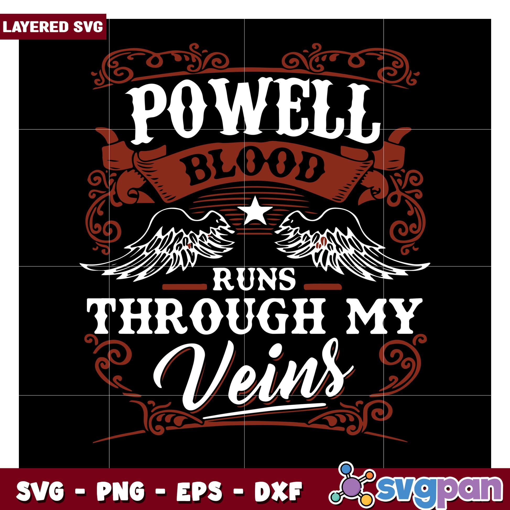 Powell Blood Runs Through My Veins SVG Design for Crafting, Perfect for T-shirts and Home Decor