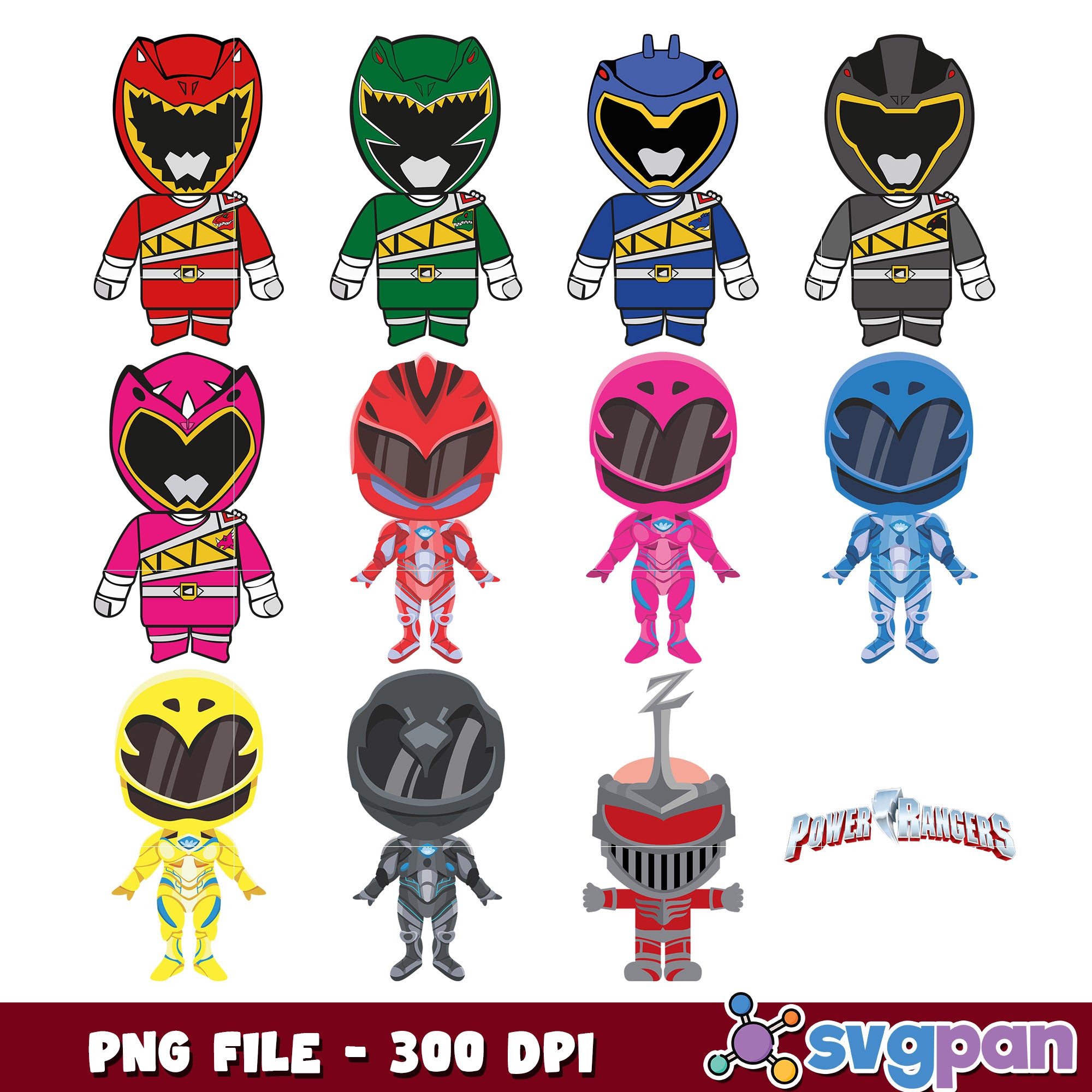 Power Rangers Character Color Power Rangers Character Bundle PNG 300 DPI Download – svgpan