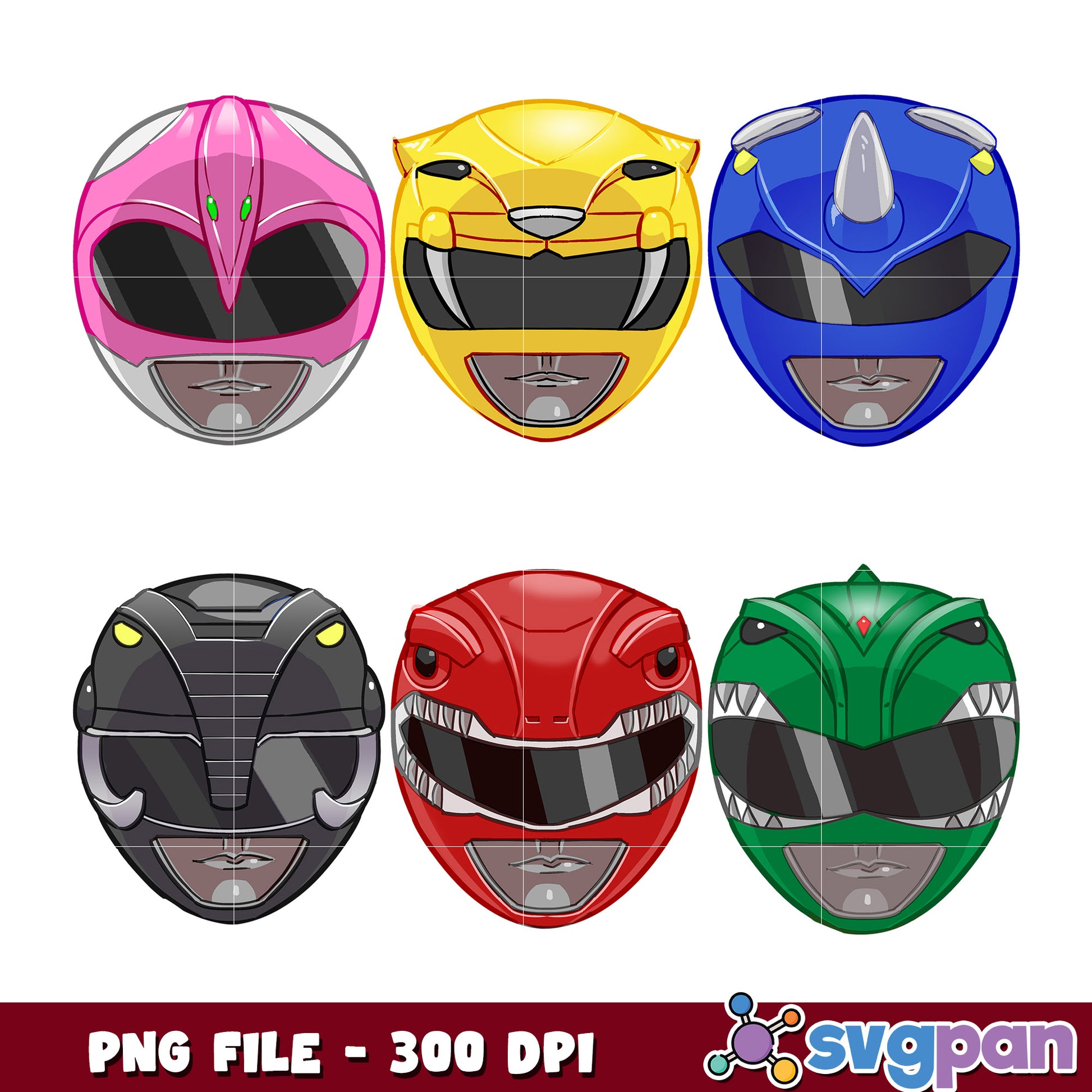 Power Rangers Helmet PNG Bundle 300 DPI
