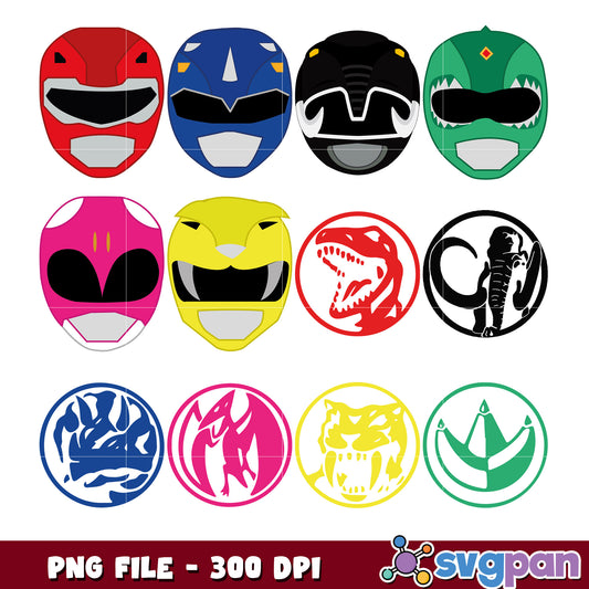 Power Rangers Masks PNG Bundle 300 DPI