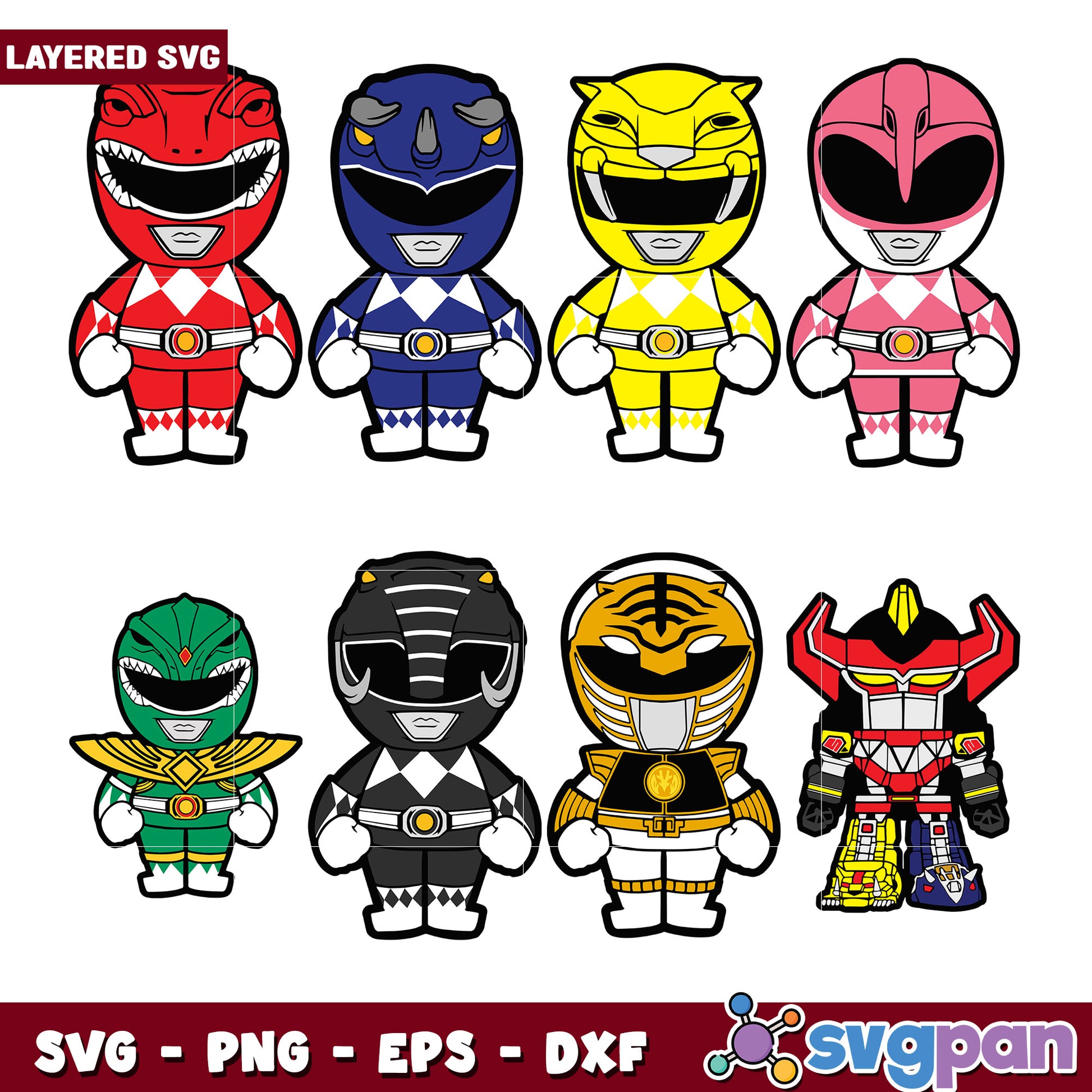 Power Rangers SVG Bundle Layered Files